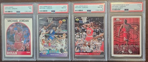Graded Michael Jordan Lot 4 Cards, Two PSA 8, One PSA 7, One PSA 5