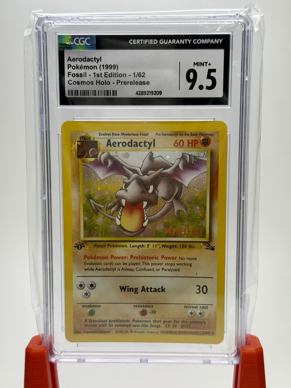 1999 Pokemon Aerodactyl Fossil 1st Edition Holo Prerelease CGC 9.5 Mint +