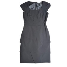 Calvin Klein Tiered Skirt Sheath Cocktail Dress Black Women 6