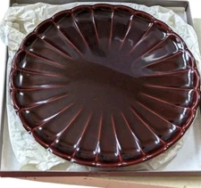 Lacquerware Chrysanthemum Plate Echizen Nuri Japanese Vermilion Red Shikki Kiku