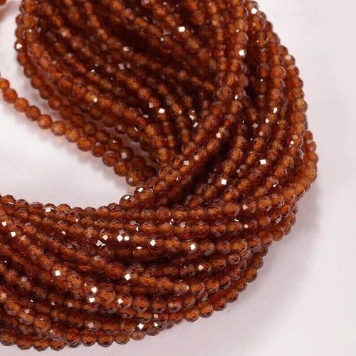 AAA Hessonite Micro Faceted Round Gemstone 3MM Jewelry making Beads 12.5" Strand - Picture 6 of 8