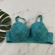 Torrid Balconette Bra Size 40 D Turquoise Blue Lace Underwire Padded
