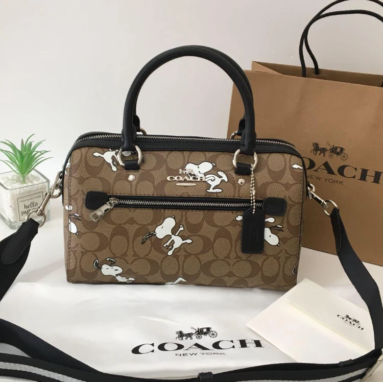 Borsa a tracolla Coach x Peanuts Snoopy Rowan borsa a mano Boston tote C4118 outlet NUOVA