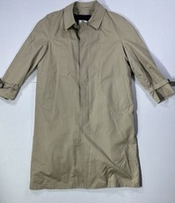 Vintage London Fog Trench Coat Men  s 42 Regular Tan Beige Overcoat USA Made