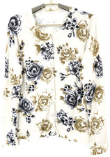 CHARTER CLUB Women's Rayon Nylon Cardigan Sweater Long Sleeve Floral Size M