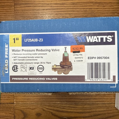 #ad Watts 1 in Brass Water Pressure Reducing Valve LF25AUB Z3 NEW in Box. $135.00