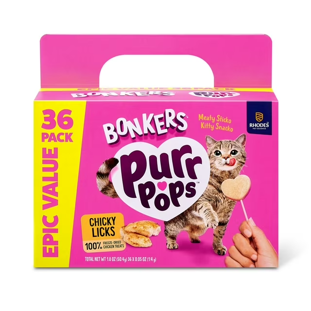 BONKERS Purrpops, Freeze Dried Chicken Flavored Lollipop Cat
