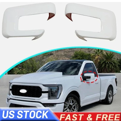 For 2021-23 2024 Ford F150 Mirror COVERS Overlays W/Signal Hole OXFORD WHITE