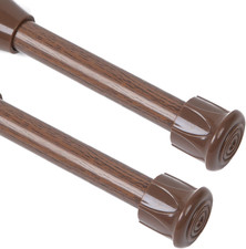 2Pcs Wood Grain Small Tension Rod 12 to 20 Inch, Adjustable 12-20"-2Pcs Brown