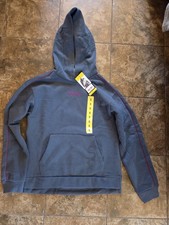 New Puma Womens Size Small S Blue Pink Embroidered Logo Fleece Hoodie Coat