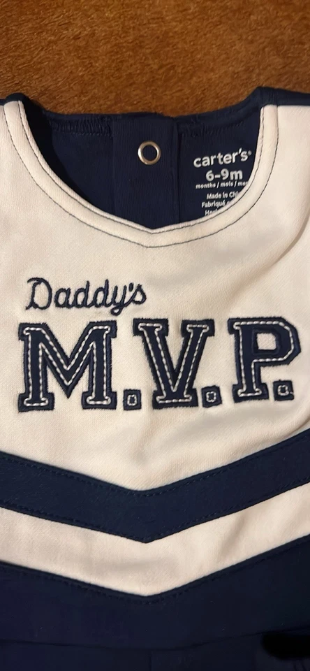 Carters 6-9 month Daddy's MVP cheerleading outfit costume 2 piece - Image 2 of 4
