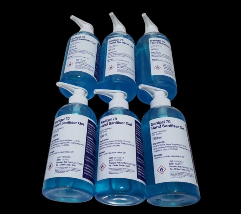 Antibacterial AntiViral Hand Sanitiser Gel 70% Alcohol 500ML 6 Pack Pump Bottle