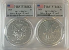 2021 Silver $1 Eagles Type 1 & 2 MS70 First Strike PCGS Certified