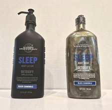 Bath Body Works Aromatherapy Black Chamomile Body Wash Lotion Set 6.5/10 oz