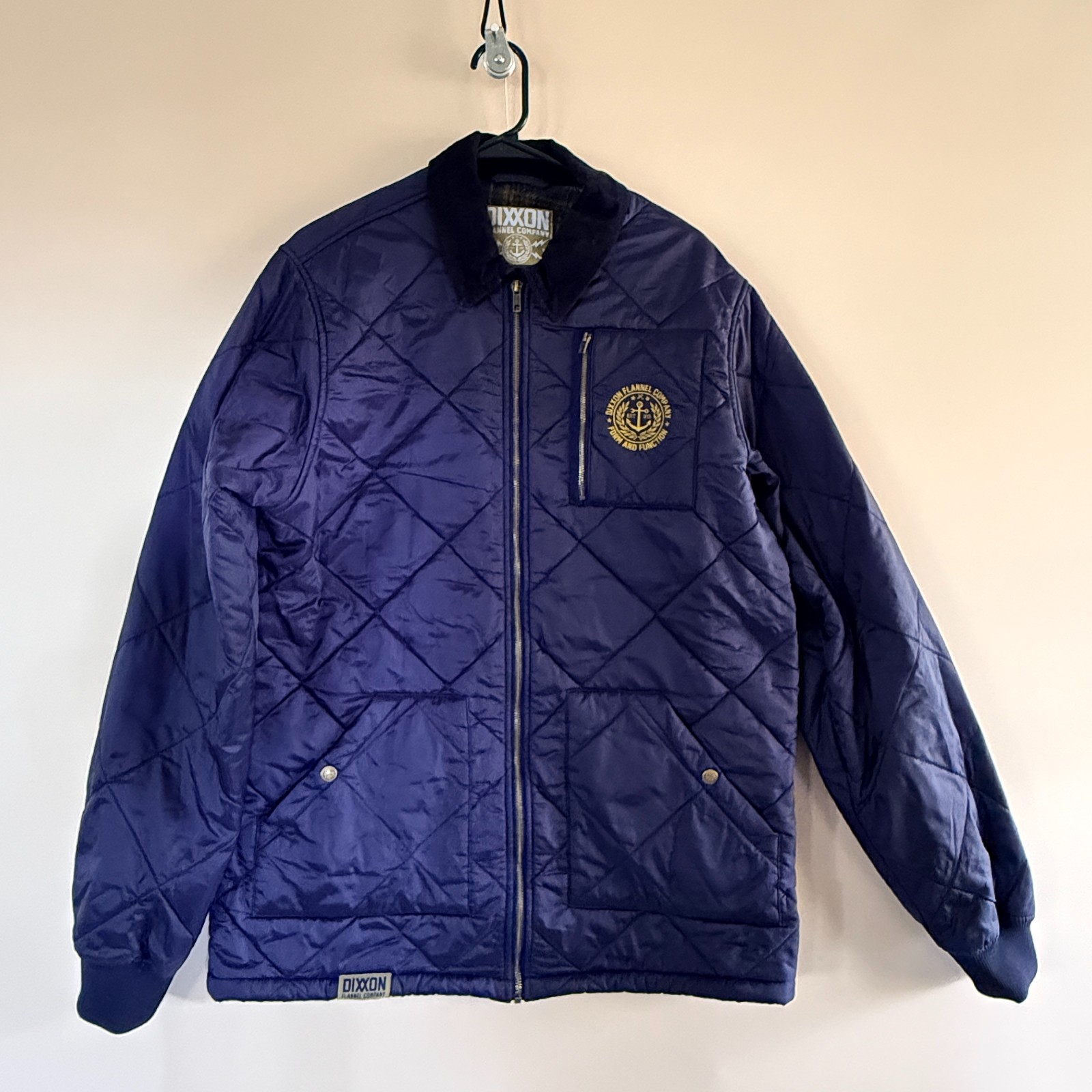 The Dixxon Flannel Company Diamond Quilted Puffer Utility Jacket Blue Large Tall