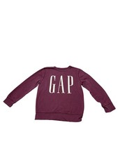 Gap Kids Boys L 10-12 Maroon Burgundy Crewneck Sweatshirt White Logo Pullover