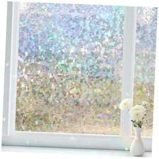 Window Privacy Film Rainbow Film Stained Glass Window 17.5" x 78.7" Clear