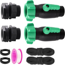 Rain Barrel Spigot Kit 2 Pack High Flow, 3/4" GHT Heavy Duty Plastic Water Barre