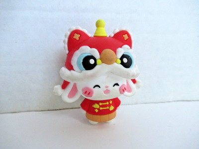 MITAO Cat Adorable Goma Figure Deco Toy-Lion Dance Vinyl Figure Red Jacket HTF