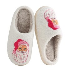 Christmas slippers Women Men Indoor Warm 7.5-8.5 Women/6.5-7.5 Men Pink Santa