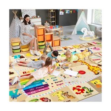 7x10 Playroom Rugs for Kids Washable, Educational and Fun Playmat with ABC Al...