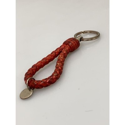 BOTTEGA VENETA Intrecciato Leather Red Gold Key Ring Keychain