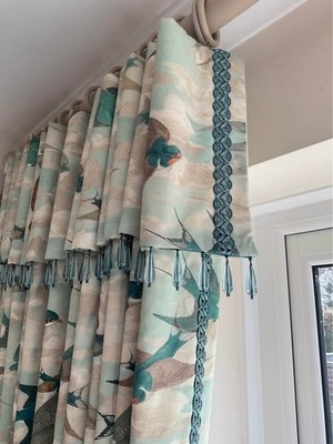 Atemberaubende Designers Guild Kamin Schwalbe große maßgeschneiderte gefütterte Vorhänge