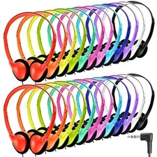 Classroom Headphones Bulk 54 Pack, Student On Ear Headsets, Comfy Swivel Earp...