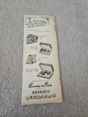 TBOOKL19 MAGAZINE ADVERT 11X4'' BOURJOIS - EVENING IN PARIS 