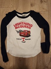 Disney Pixar Cars Lightning McQueen Shirt Kids M Long Sleeve white Black