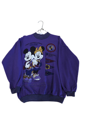 American Wear Sweatshirt Vintage Mickey Mouse Lila College Größe 16-18