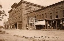Mt. Jewett PA Thopson Block Storefronts 1910 RPPC Photo Postcard COPY