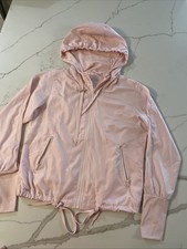 NWOT Womens Zyia Active Full Zip Hooded Jacket Windbreaker Pink Gray Sz S