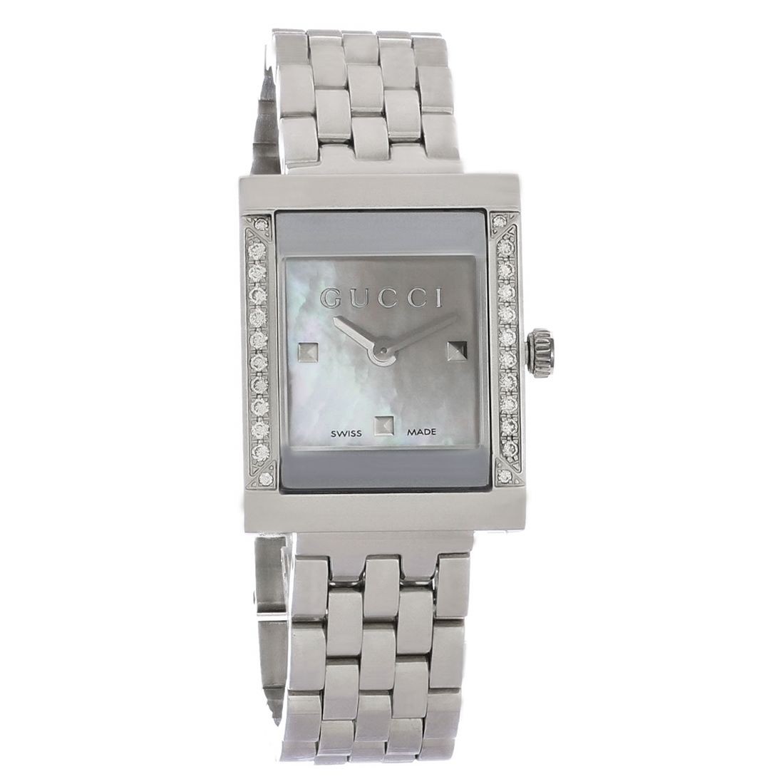 Gucci 128 G-Frame Diamond Swiss Quartz Watch for Women Stainless Steel