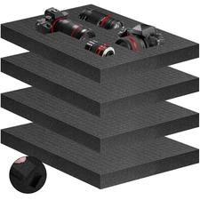 4pcs Polyurethane Pick and Pluck Foam Inserts 16x12x1.5 Inch for Cases and Paddi