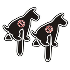 2 Pack No Poop Dog Signs - 11"x8.3" Aluminum Yard Sign with Stake Double Sided