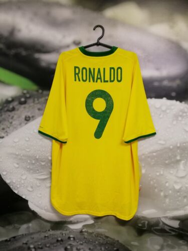 Brazil Brasil 2000 - 2002 home football shirt jersey Nike #9 RONALDO size 2XL - Afbeelding 1 van 9