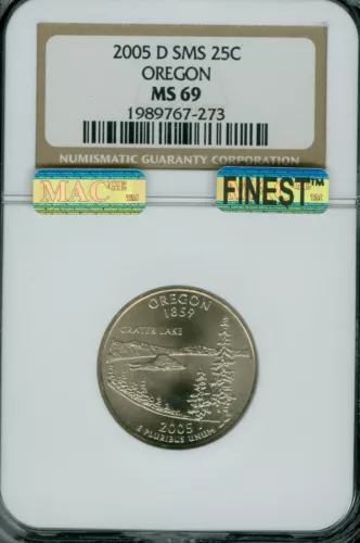 2005 D OREGON QUARTER NGC MS69 SMS MAC FINEST MAC SPOTLESS .