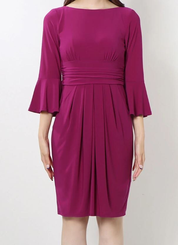 eliza j jersey dress NWT Women's Magenta Ruched Waist Size 2 Midi dress