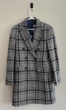 Gianni Feraud Ladies Long Plaid Houndstooth Double Breasted Coat | Size L
