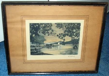 Vintage 1930s or earlier Hand Signed Etching  Print , R. Pollak