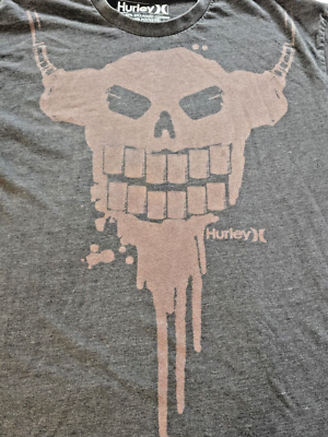 Hurley Skull Horns Faded Graphic T Shirt 90s Y2K Skate Surf Grunge