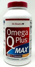 Dr. Sinatra Omega Q Plus MAX 180 Softgels 100mg CoQ10, Resveratrol, Turmeric