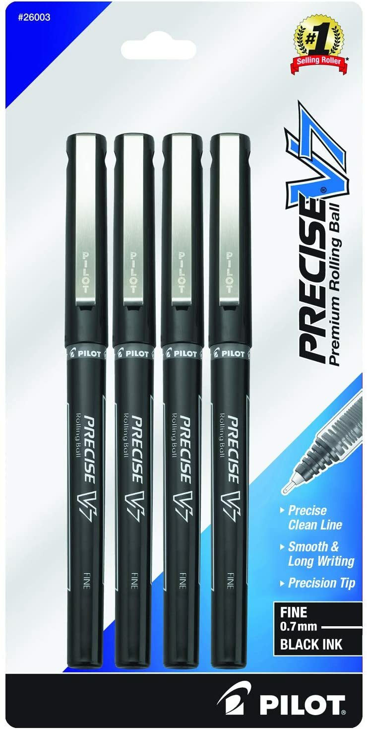 Precise V7 Stick Liquid Ink Rolling Ball Stick Pens, Fine Point (0.7mm) Black In