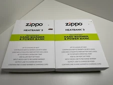 Zippo Black HeatBank 3 Rechargeable Hand Warmer x 2