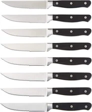 Basic Kit 8-Piece Kitchen Steak Knife Set, 4.5-Inch, Black