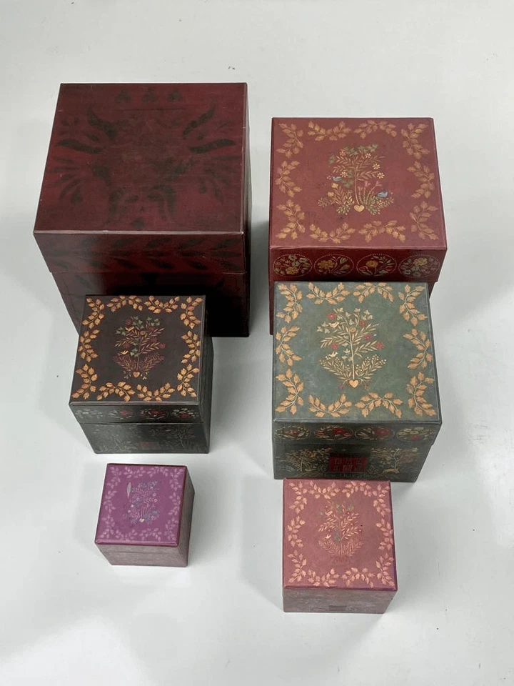 Bob's Boxes Primitive Parlor Colors Square Nesting Stacking Storage Box Set 6 Pc - Image 3 of 4