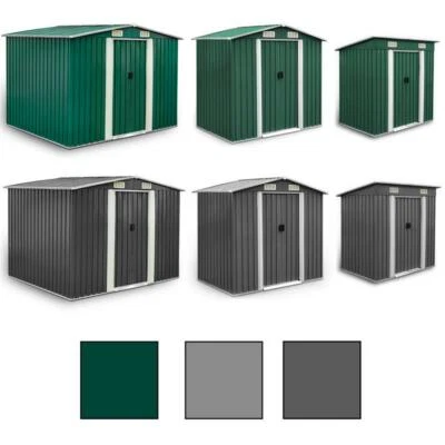 ESTEXO Geräteschuppen Metall Gerätehaus Gartenhaus Pultdach Satteldach Schiebetür