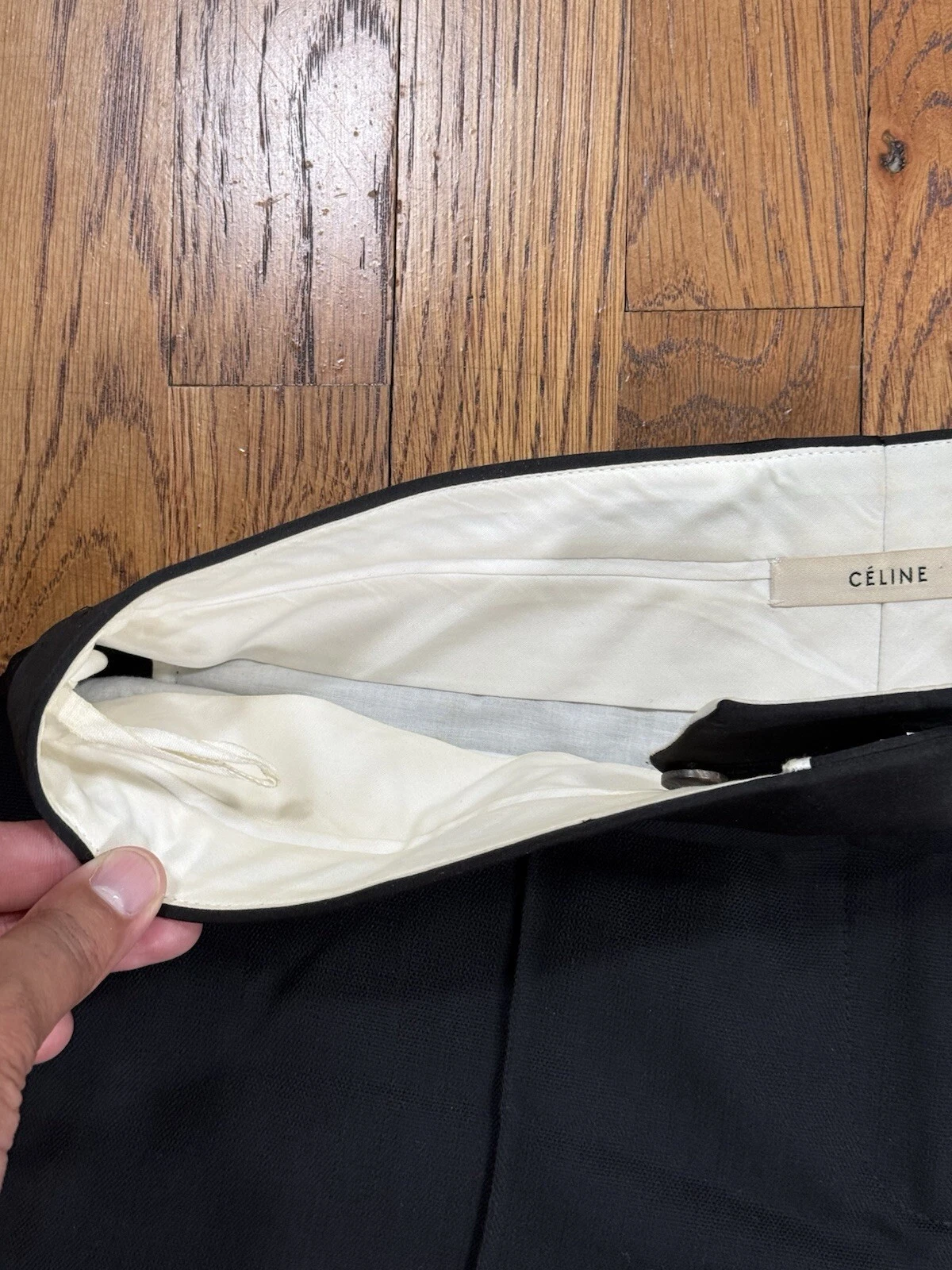 Pantalone vestito Celine plissettato nero Made in Italy taglia 40 34x26