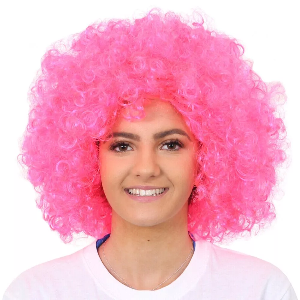 Mega Curly Bubblegum Afro Pink Wig Cute Crazy High Quality Deluxe Neon Night Pop